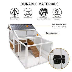 English Elm 77"large Wooden Outdoor Coop with Nest Box Pvc Waterproof Backyard Multi-pet Hutch W1431112872