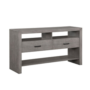 English Elm Modern Rustic Dining Server with Acacia Veneer Two Drawers and Three Open Shelves B011113079