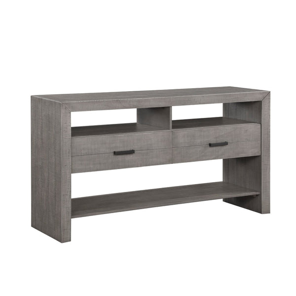 English Elm Modern Rustic Dining Server with Acacia Veneer Two Drawers and Three Open Shelves B011113079