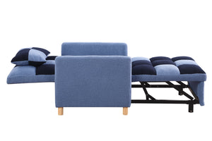 English Elm Convertible Convertible Sleeper Sofa Chair Bed with 3-Position Backrest, Teddy Fabric, Sturdy 330lb Frame Blue W1420110195