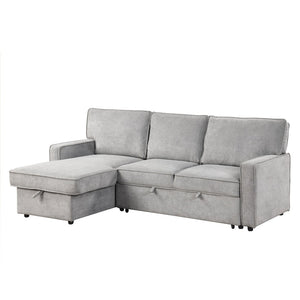 English Elm U_style L-shaped Sleeper Sectional with Hidden Storage Usb Port and Cup Holders Gray WY000418AAE
