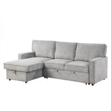 English Elm Upholstery Sleeper Sectional Sofa With Storage Space, Usb Port, 2 Cup Holders On Back Cushions