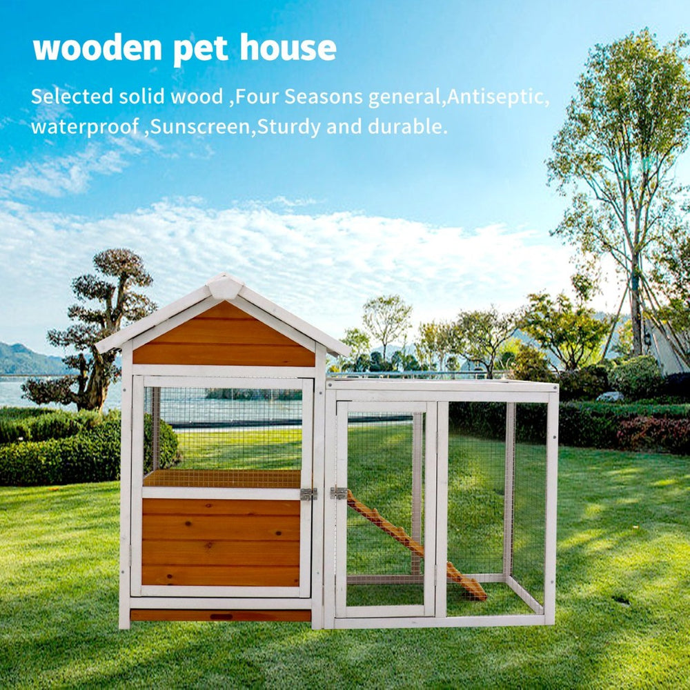 English Elm Large Solid Wood Outdoor Chicken Coop with Nest Box and Weatherproof Pvc Cladding W1431111746
