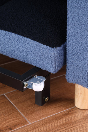 English Elm Convertible Convertible Sleeper Sofa Chair Bed with 3-Position Backrest, Teddy Fabric, Sturdy 330lb Frame Blue W1420110195