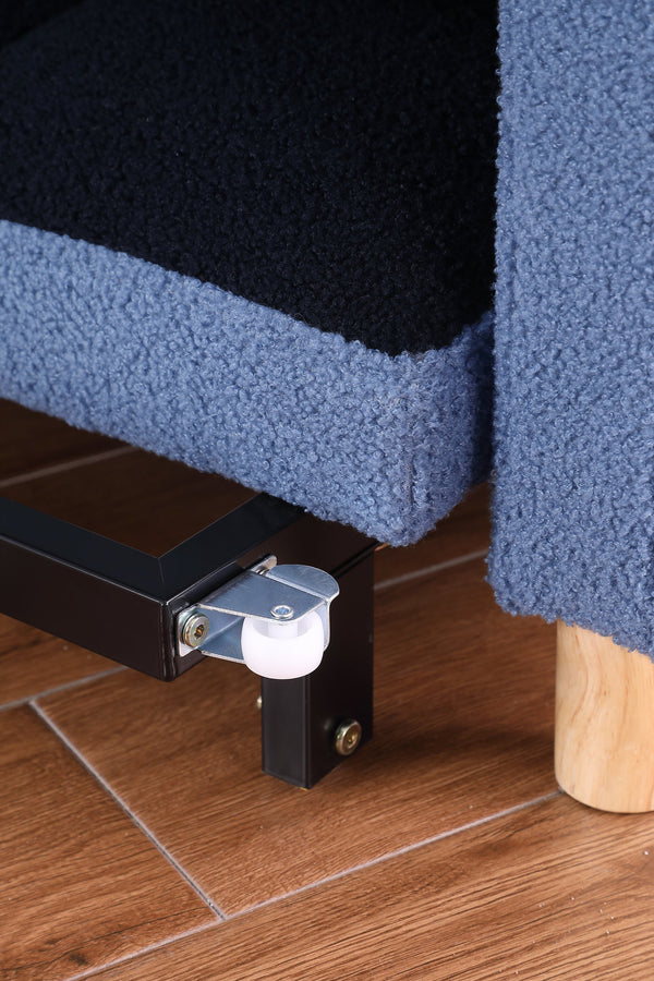 English Elm Convertible Convertible Sleeper Sofa Chair Bed with 3-Position Backrest, Teddy Fabric, Sturdy 330lb Frame Blue W1420110195