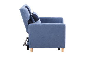 English Elm Convertible Convertible Sleeper Sofa Chair Bed with 3-Position Backrest, Teddy Fabric, Sturdy 330lb Frame Blue W1420110195