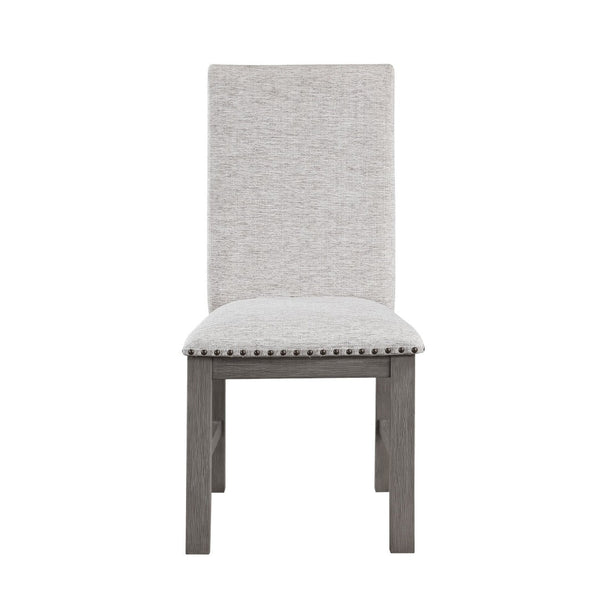 English Elm Rustic 9-Piece Dining Set With Gray Acacia Table & 8 Upholstered Chairs - Perfect For Gatherings! B011S00396-GIGA