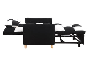 English Elm Convertible Convertible Sleeper Sofa Chair Bed with 3-Position Backrest, Teddy Fabric, Sturdy 330lb Frame Black White W1420110191