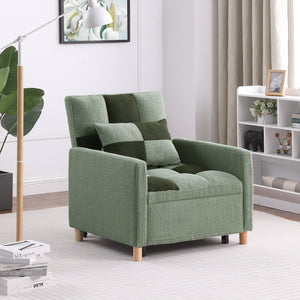 English Elm Convertible Convertible Sleeper Sofa Chair Bed with 3-Position Backrest, Teddy Fabric, Sturdy 330lb Frame Green W1420110194