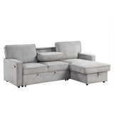 English Elm Upholstery Sleeper Sectional Sofa With Storage Space, Usb Port, 2 Cup Holders On Back Cushions