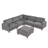 English Elm Modular Sectional Sofa With Ottoman L Shaped Corner Sectional For Living Room, Office, Spacious Space(Same Sku: Wy000336Aae)