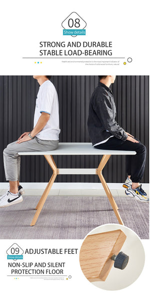 English Elm Modern Minimalist Dining Table White Mdf Top Metal Legs Seats Four Compact Kitchen W241113187