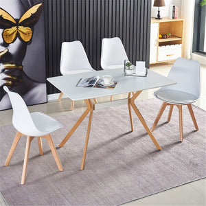 English Elm Modern Minimalist Dining Table White Mdf Top Metal Legs Seats Four Compact Kitchen W241113187