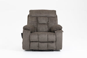 English Elm Old Age Velvet Power Lift Recliner with Dual Motors Heating Massage and Full Flat Recline Dark Brown W547S00034