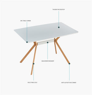 English Elm Modern Minimalist Dining Table White Mdf Top Metal Legs Seats Four Compact Kitchen W241113187