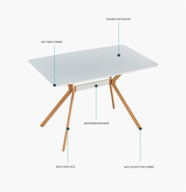 English Elm Modern Minimalist Dining Table White Mdf Top Metal Legs Seats Four Compact Kitchen W241113187