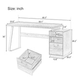 English Elm Home Office Computer Desk With Drawers/Hanging Letter-Size Files, 65 Inch Writing Study Table With Drawers