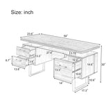 English Elm Home Office Computer Desk With Drawers/Hanging Letter-Size Files, 59 Inch Writing Study Table With Drawers