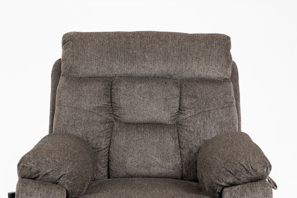 English Elm Old Age Velvet Power Lift Recliner with Dual Motors Heating Massage and Full Flat Recline Dark Brown W547S00034