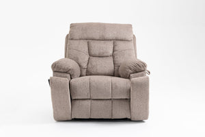 English Elm Old Age Velvet Power Lift Recliner with Dual Motors Heating Massage and Full Flat Recline Light Brown W547S00035