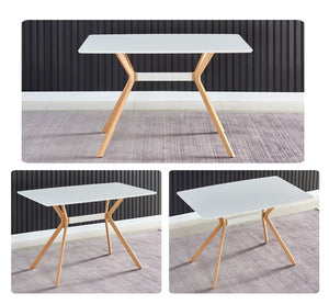 English Elm Modern Minimalist Dining Table White Mdf Top Metal Legs Seats Four Compact Kitchen W241113187