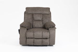 English Elm Old Age Velvet Power Lift Recliner with Dual Motors Heating Massage and Full Flat Recline Dark Brown W547S00034