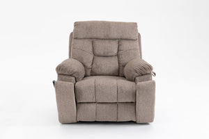 English Elm Old Age Velvet Power Lift Recliner with Dual Motors Heating Massage and Full Flat Recline Light Brown W547S00035