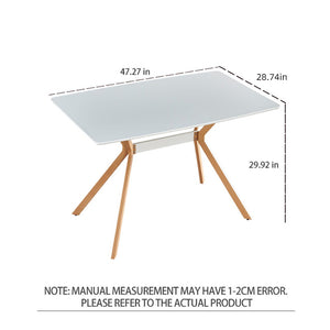 English Elm Modern Minimalist Dining Table White Mdf Top Metal Legs Seats Four Compact Kitchen W241113187