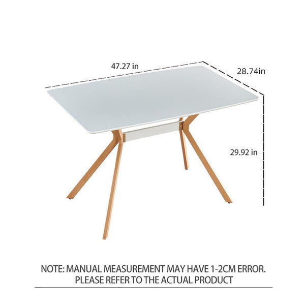 English Elm Modern Minimalist Dining Table White Mdf Top Metal Legs Seats Four Compact Kitchen W241113187