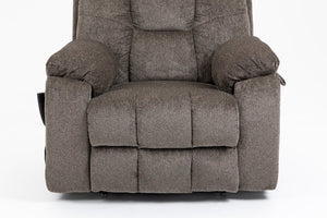 English Elm Old Age Velvet Power Lift Recliner with Dual Motors Heating Massage and Full Flat Recline Dark Brown W547S00034