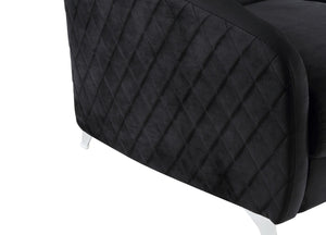 English Elm Sofia Diamond Stitched Velvet Accent Chair with Chrome Legs for Glam Living Spaces Black B06178279