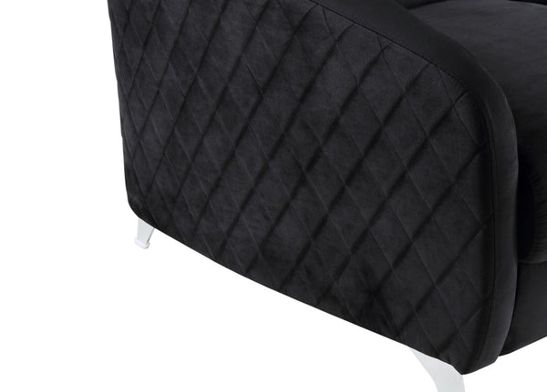 English Elm Sofia Diamond Stitched Velvet Accent Chair with Chrome Legs for Glam Living Spaces Black B06178279
