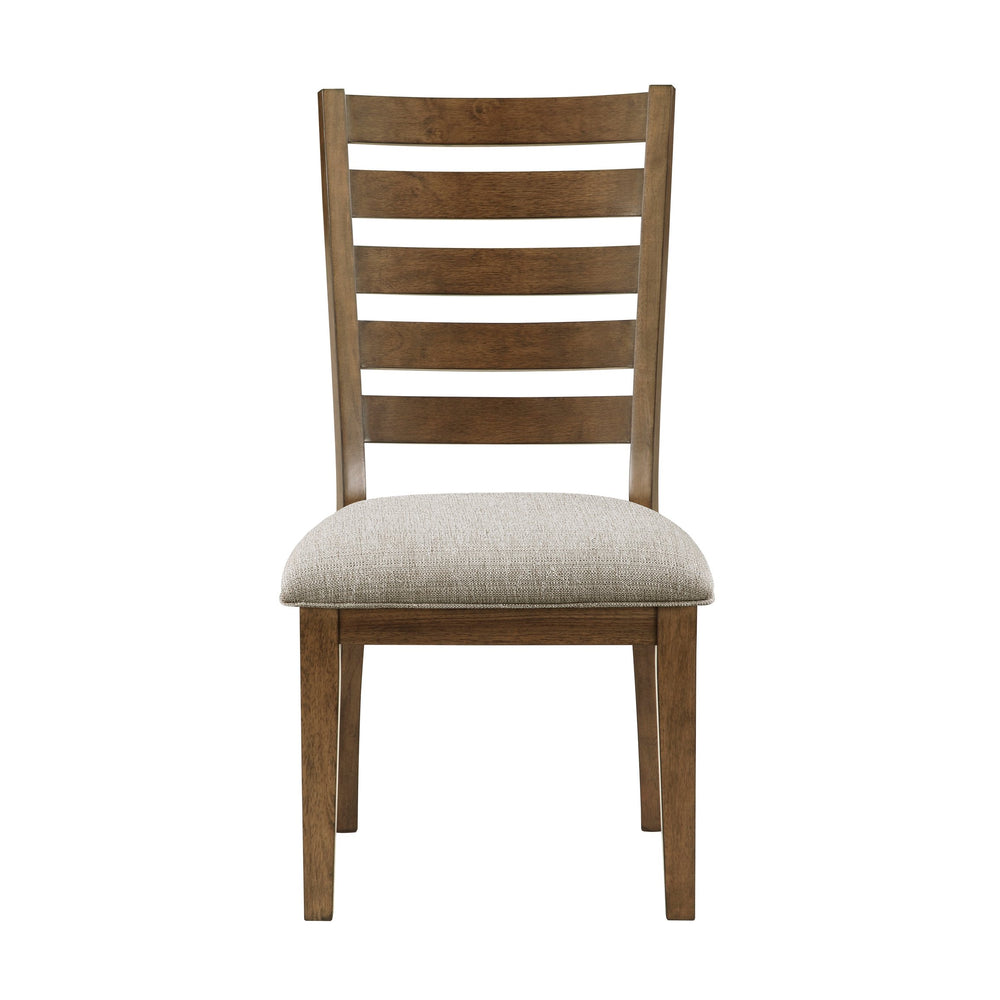 English Elm Cherry Tigard Ladder-Back Side Chairs Set of 2 — Cherry Finish Padded Neutral Upholstery, Classic 38"H B011113351