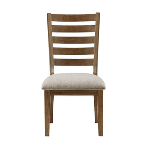 English Elm Cherry Tigard Ladder-Back Side Chairs Set of 2 — Cherry Finish Padded Neutral Upholstery, Classic 38"H B011113351