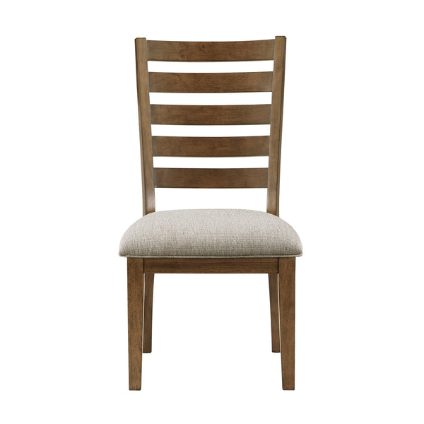 English Elm Cherry Tigard Ladder-Back Side Chairs Set of 2 — Cherry Finish Padded Neutral Upholstery, Classic 38"H B011113351