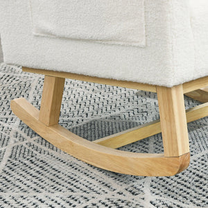English Elm Welike 27.5" W Modern High Back Rocking Chair with Lumbar Pillow, Side Pockets, Cozy Design Ivory W834105955