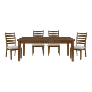 English Elm Cherry Finish Acacia 5 Piece Dining Set Ladder Back Chairs Dovetail Storage Table B011S00397