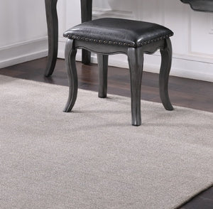 English Elm Contemporary Grey Vanity Desk Set with Padded Stool, Arched Mirror & Floral Crown, 3 Drawers, Chic Elegance B011113310