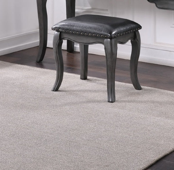 English Elm Contemporary Grey Vanity Desk Set with Padded Stool, Arched Mirror & Floral Crown, 3 Drawers, Chic Elegance B011113310