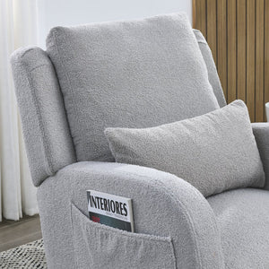 English Elm Welike 27.5" W Modern High Back Rocking Chair with Lumbar Pillow, Side Pockets, Cozy Design Grey Teddy W834105957