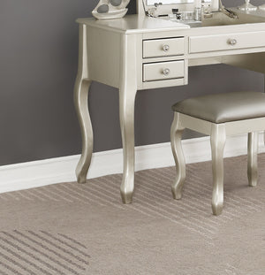 English Elm Classic Vanity Set with Flip-Top Mirror and Stool, 43" x 18" x 39" H, Spacious Drawers, Elegant Legs and Cushioned Seat for Bedroom Glamorous Makeup Station Silver 25 L x 16 W x 48 H B011113333