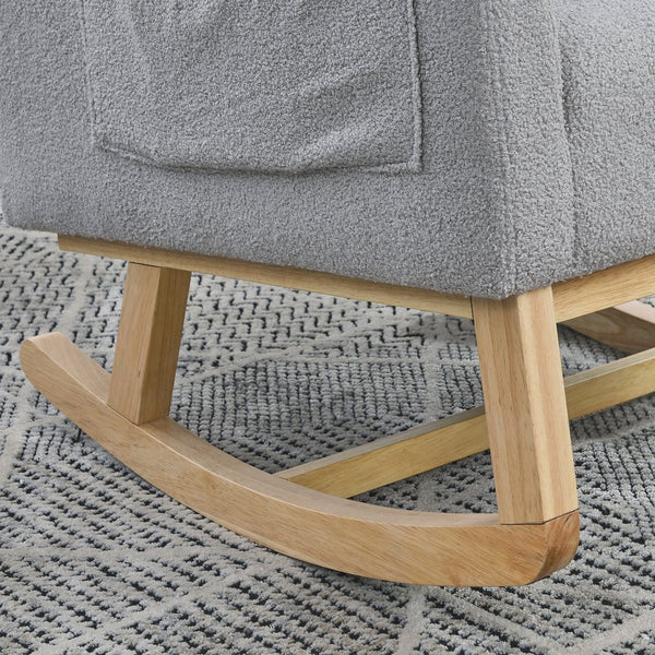 English Elm Welike 27.5" W Modern Accent High Back Rocking Chair with Lumbar Pillow, Side Pockets, Cozy Upholstery and 250 lb Capacity Grey W834P356491