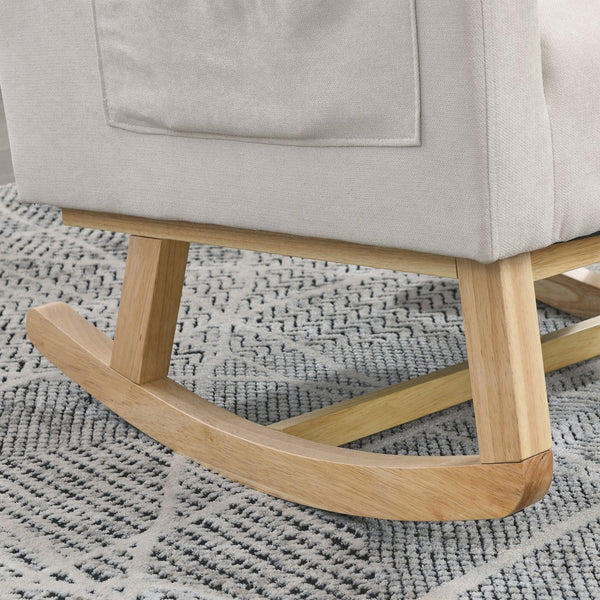 English Elm Welike 27.5" W Modern High Back Rocking Chair with Lumbar Pillow, Side Pockets, Cozy Design Beige W834105963