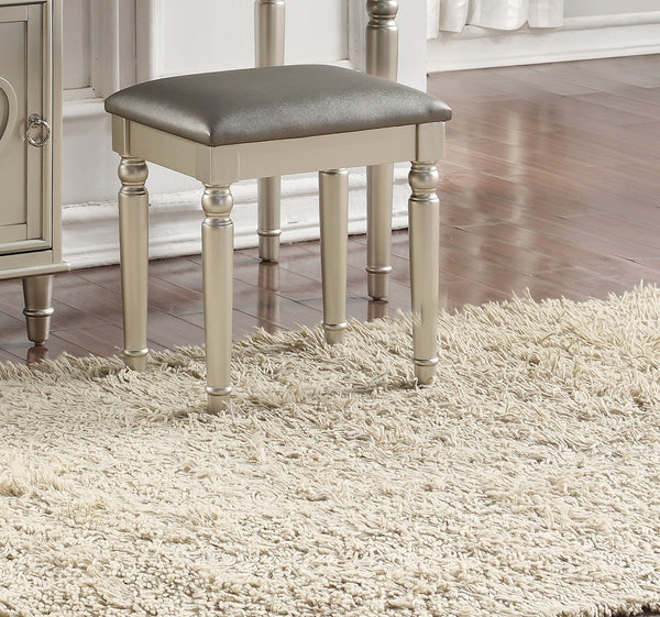 English Elm Bedroom Vanity Set with Stool and Flip Mirror Storage, Heart Accent Drawer, Kid-Friendly Design Silver 24 L x 27 W x 34 H B011113341