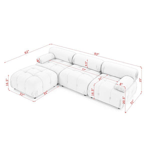 English Elm Modular Velvet Sectional Sofa with Button Tufted Seats and Reversible Ottoman Included Pink W1413S00018