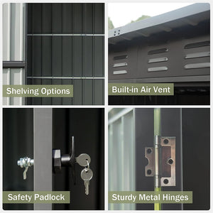 English Elm Backyard Steel Utility Shed Sloped Roof Lockable Vented Galvanized Outdoor Storage W1859S00034