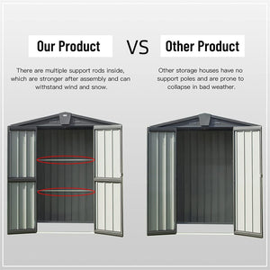 English Elm Outdoor Galvanized Steel Storage Shed with Lockable Double Doors for Backyard Use W1859S00029