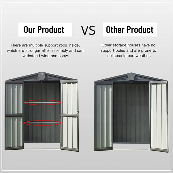 English Elm Outdoor Galvanized Steel Storage Shed with Lockable Double Doors for Backyard Use W1859S00029