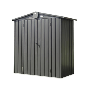 English Elm Outdoor Galvanized Steel Storage Shed with Lockable Double Doors for Backyard Use W1859S00029