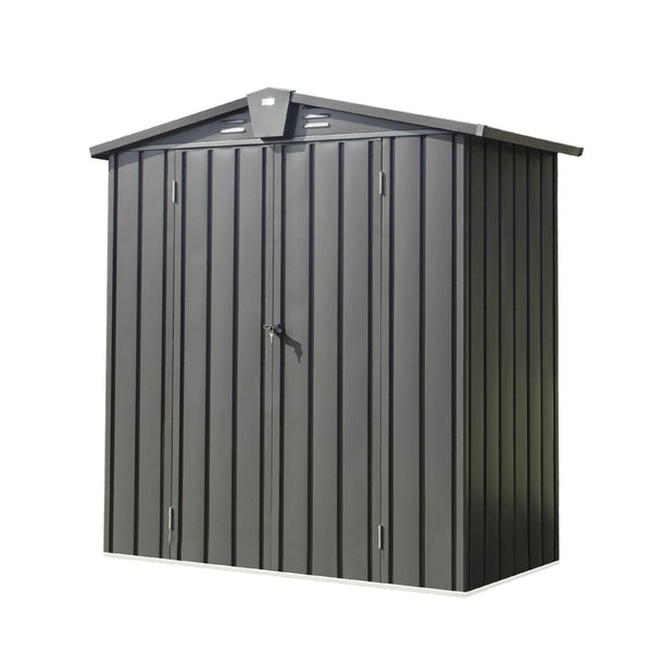 English Elm Outdoor Galvanized Steel Storage Shed with Lockable Double Doors for Backyard Use W1859S00029